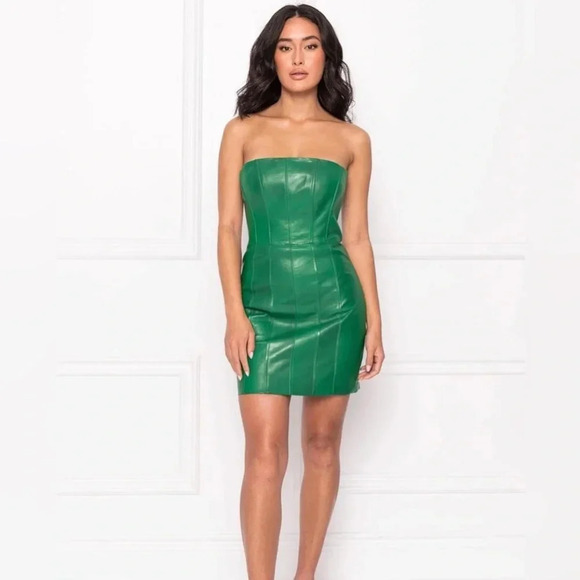 LaMarque Phoenix Leather Bustier Mini Dress NWT‎ Large